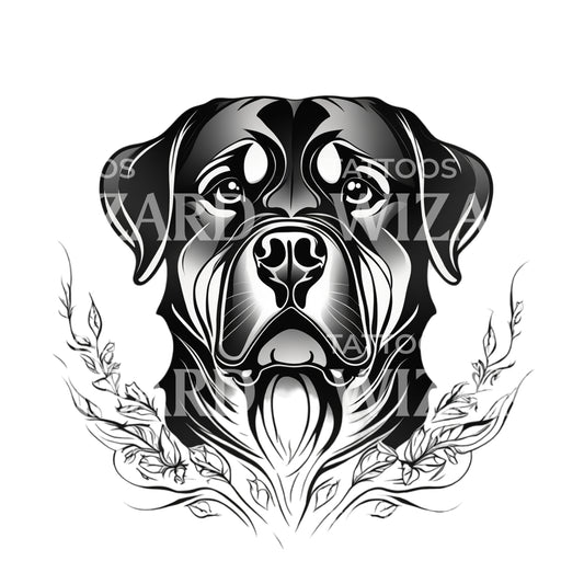 Rottweiler Dog Head Tattoo Design
