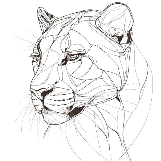 Fine Line Panther Portrait Tattoo Design
