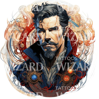 Dr Strange Colorful Tattoo Design