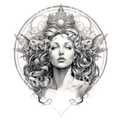 Greek Goddess Bust Tattoo Design