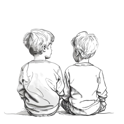 Two Boys Sketch Tattoo Design