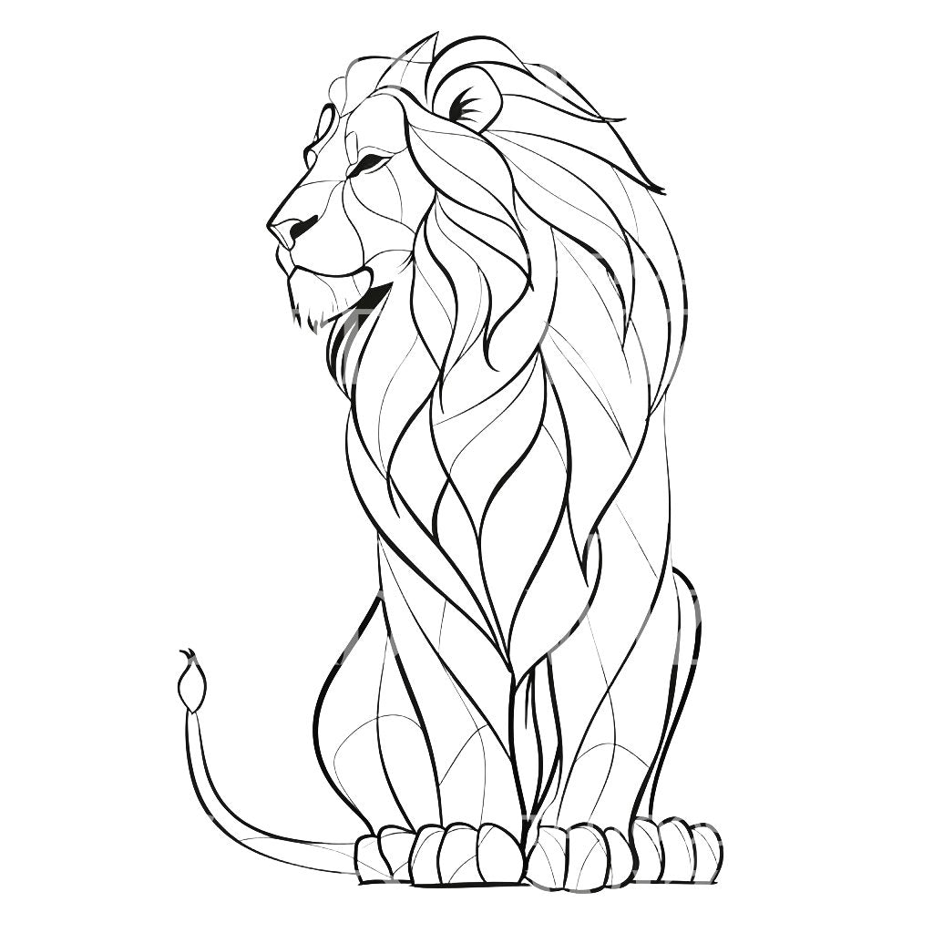 Majestic Lion Single Line Tattoo Design – Tattoos Wizard Designs