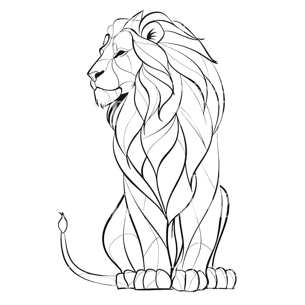 Conception de tatouage sur une seule ligne de lion majestueux