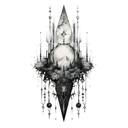 Half Sleeve Fantasy Talisman Tattoo Design