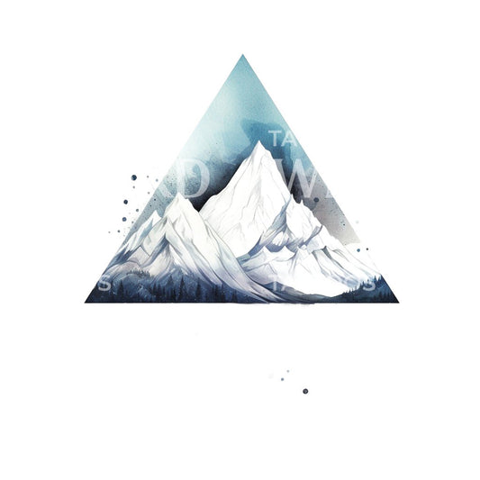 Geometrisches Berglandschafts-Tattoo-Design