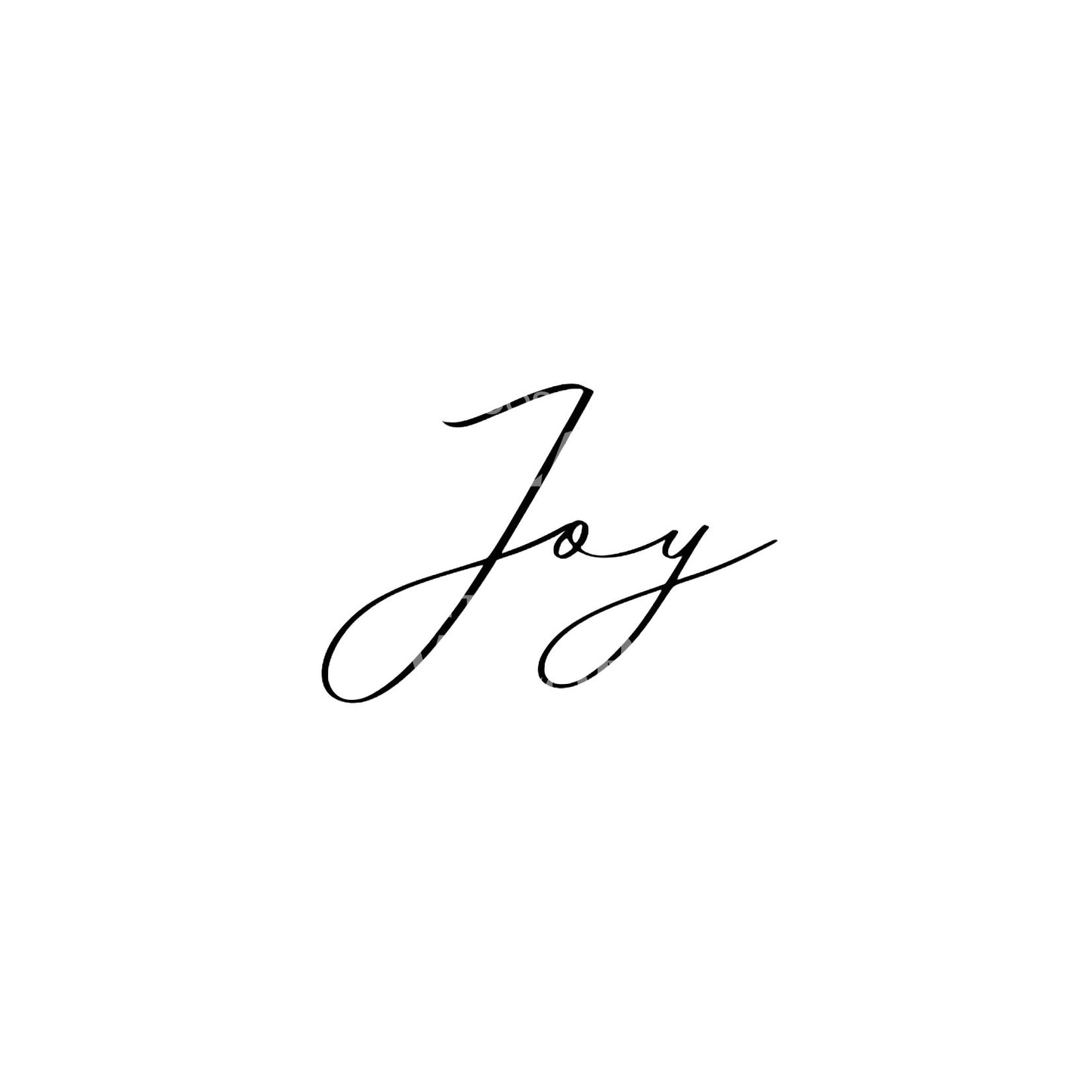 Fineline Tattoo mit dem Wort „Joy“