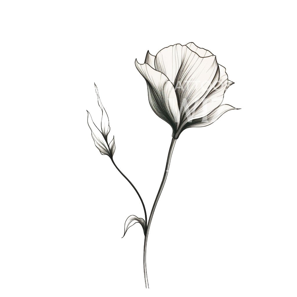 Fineline Flower Tattoo Design