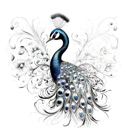Delicate Peacock Tattoo Design
