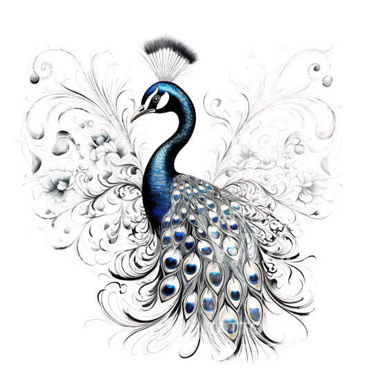 Delicate Peacock Tattoo Design