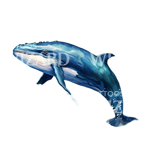 Conception de tatouage de baleine aquarelle