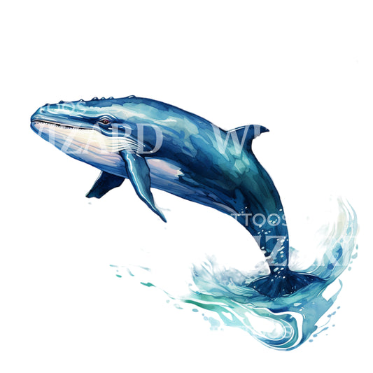 Watercolor Whale Tattoo Design