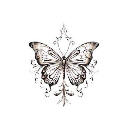 Fine Line Butterfly Delicate Tattoo Design