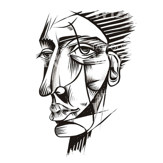 Kubistisches Porträt, inspiriert vom Picasso-Tattoo-Design