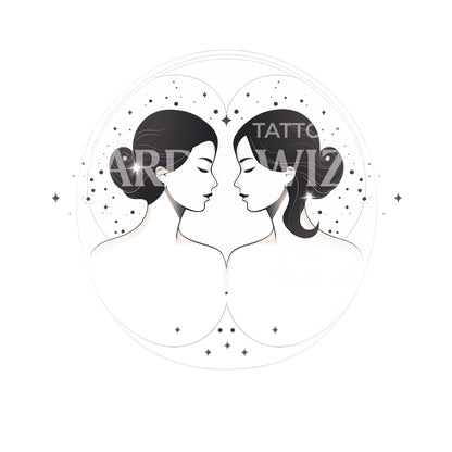 Gemini Zodiac Sign Tattoo Design