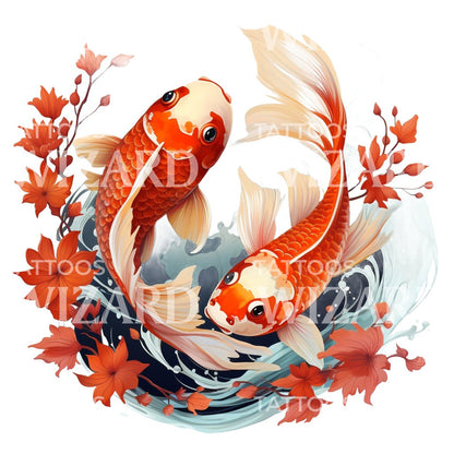 Traditional Japanese Koi Fish Tattoo Design