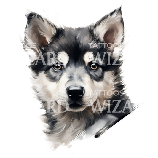 Siberian Husky Puppy Tattoo Design
