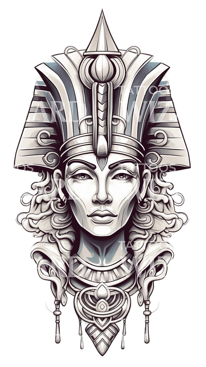 Pharaoh Portrait Illustrative Tattoo Design