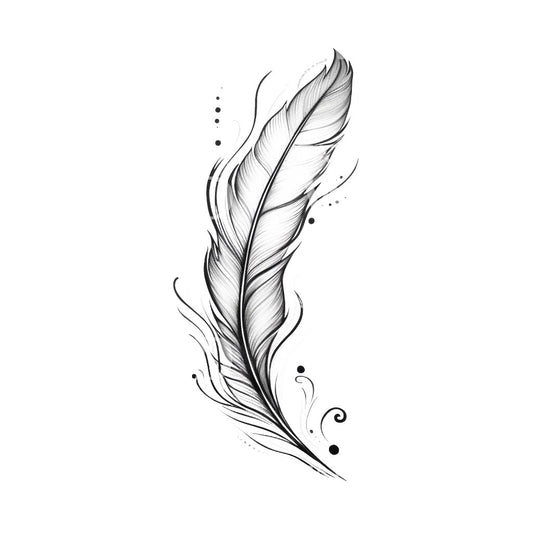 Black and Grey Feather Tattoo Design