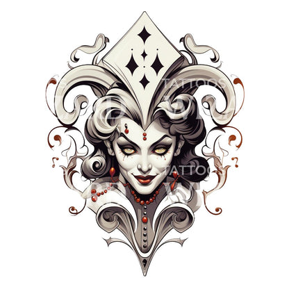 Old School Jester Tattoo Design