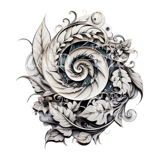 Conception de tatouage en spirale ornementale de la nature