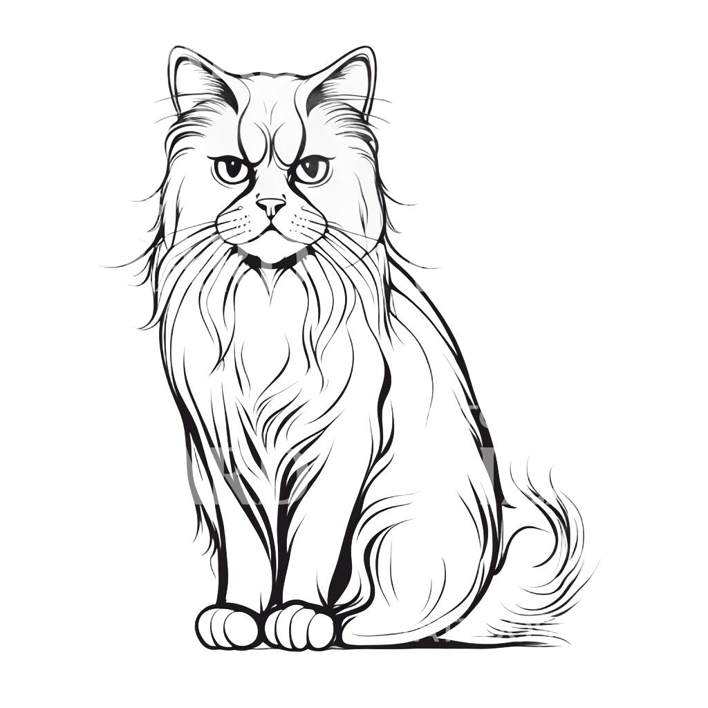 Persian Cat Tattoo Design