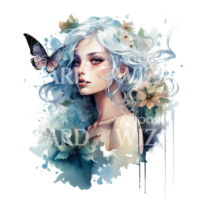 Mystical Fairy Woman Tattoo Design