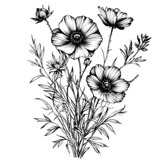 Ornamental Traditional flower tattoo design