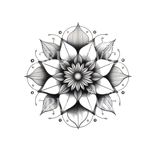 Black and Grey Mandala Tattoo Design