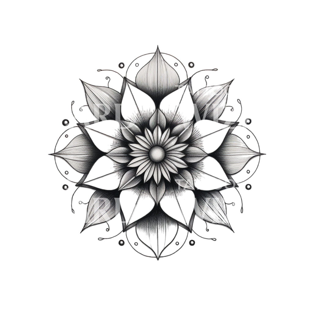 Schwarzes und graues Mandala-Tattoo-Design