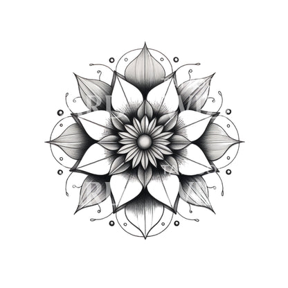 Black and Grey Mandala Tattoo Design