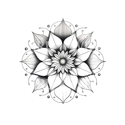Black and Grey Mandala Tattoo Design