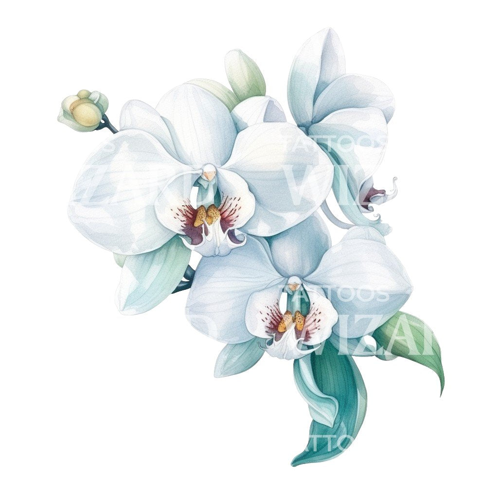 Conception de tatouage d'orchidée blanche