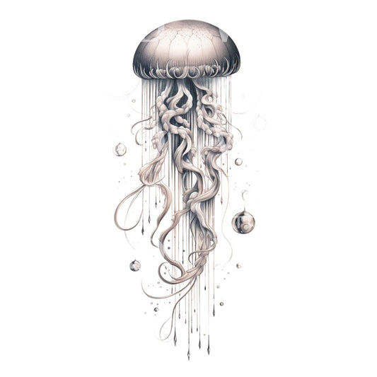 Black and Grey Jellyfish Tattoo Design