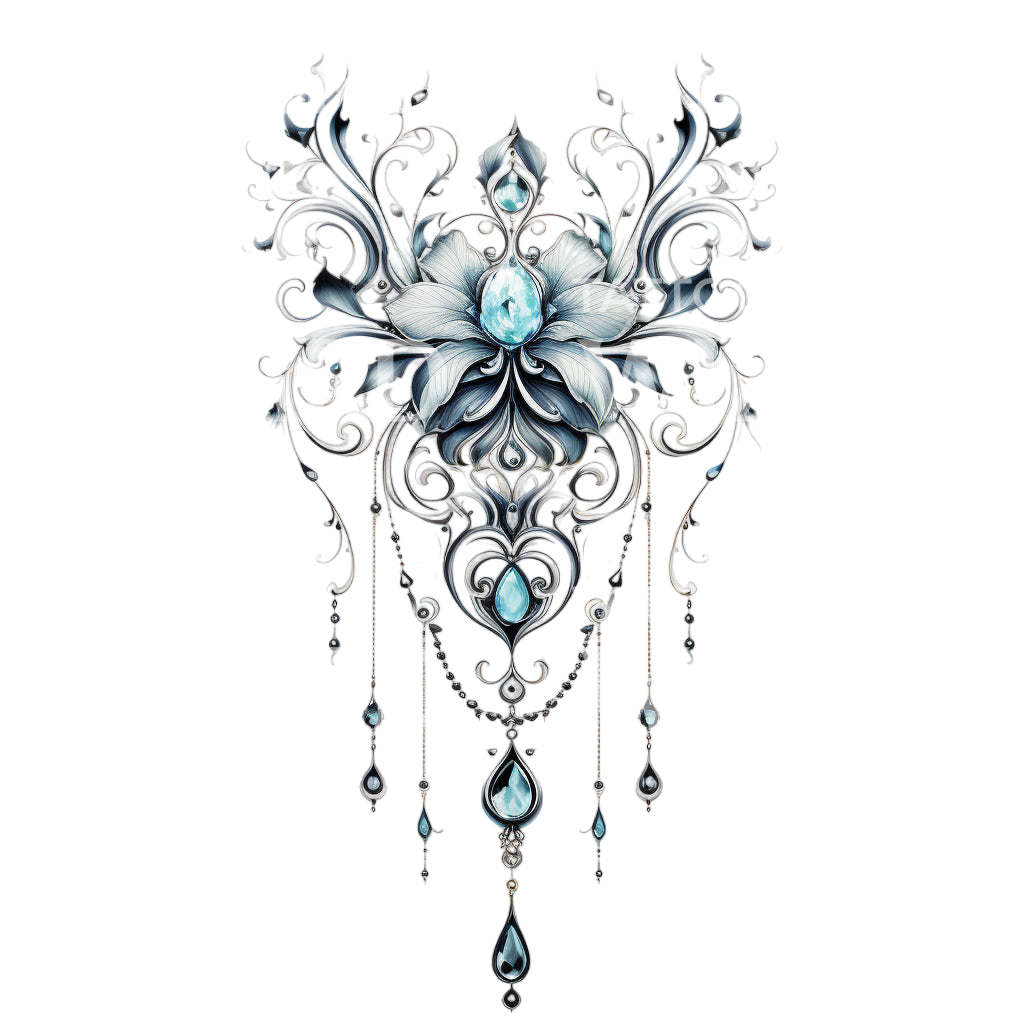 Conception de tatouage de bijoux ornementaux turquoise
