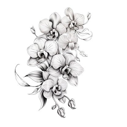 Black and Grey Orchid Flower Tattoo Design
