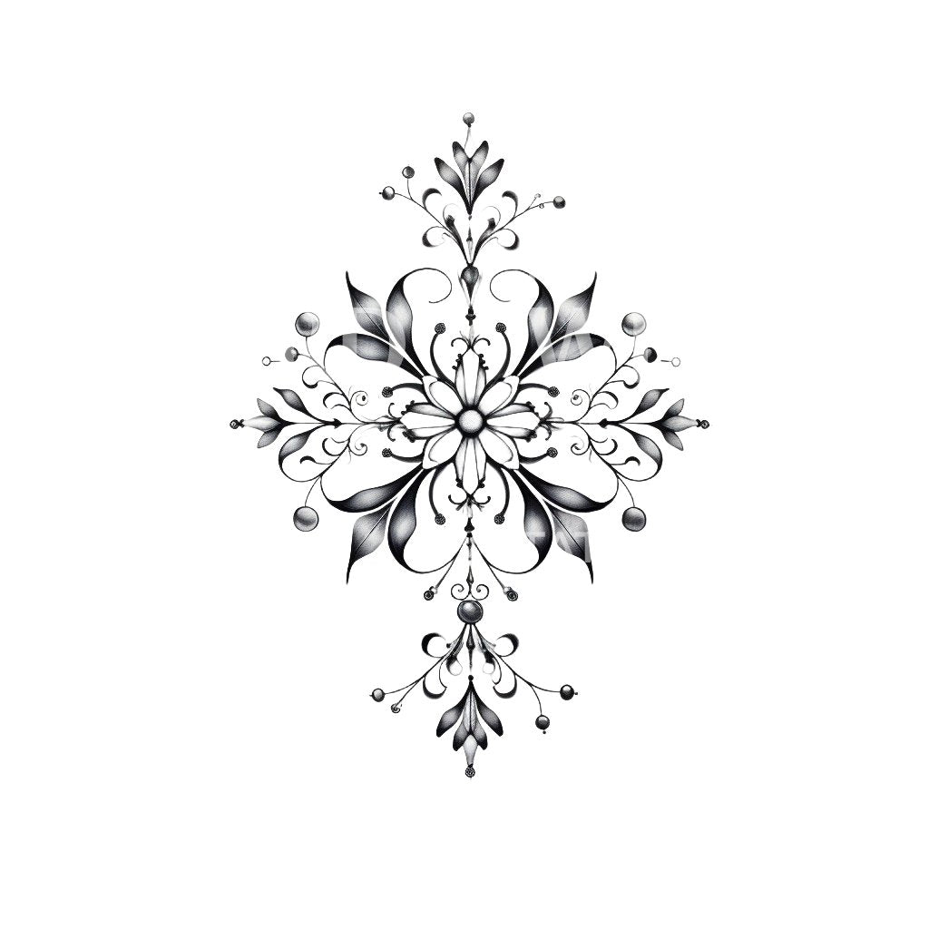 Delicate Ornamental Snowflake Tattoo Design