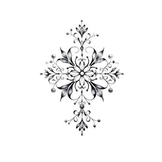 Zartes ornamentales Schneeflocken-Tattoo-Design