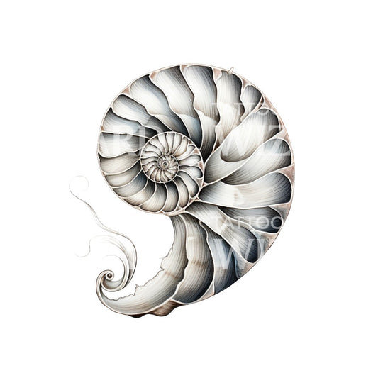 Spiral Seashell Tattoo Design