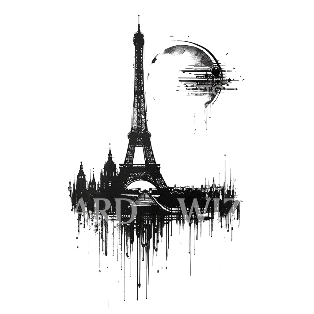 Paris Under the Moonlight Tattoo Design