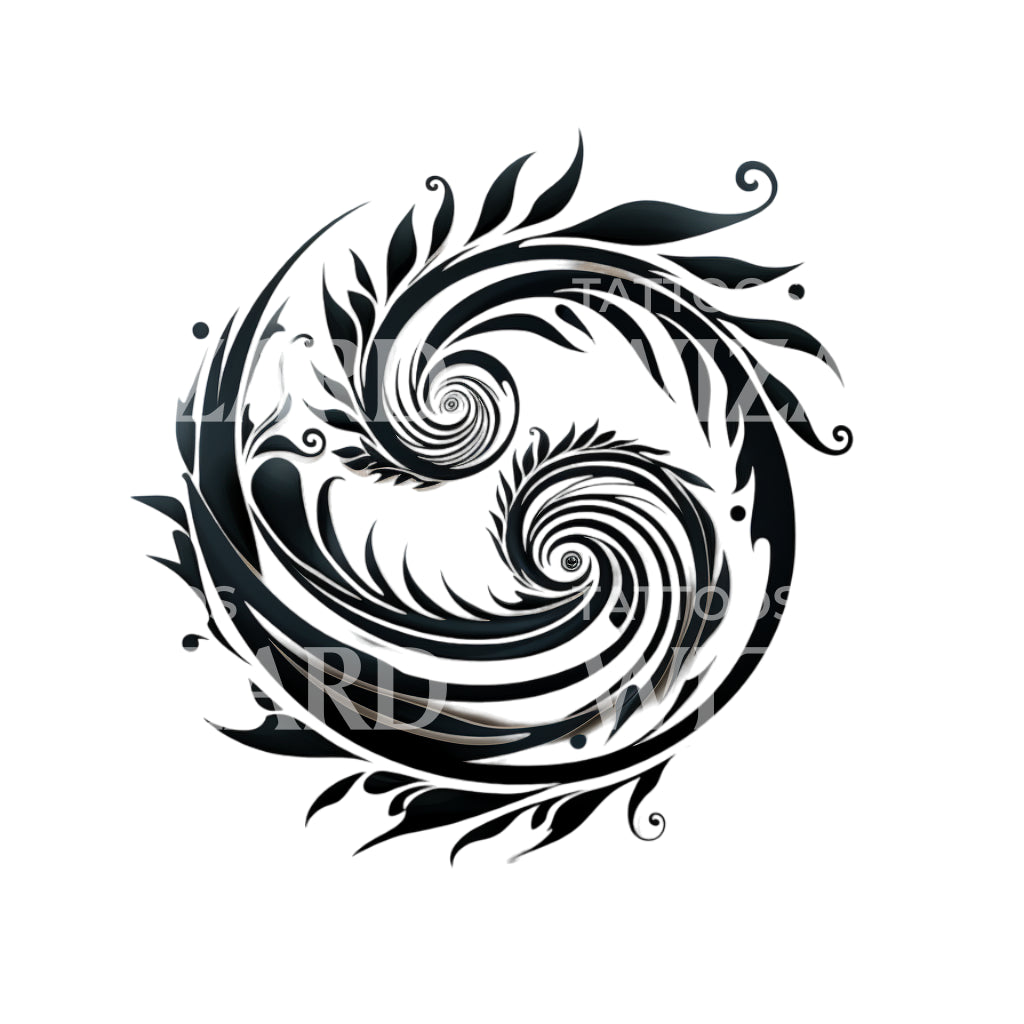 Two Tribal Spirals Tattoo Design