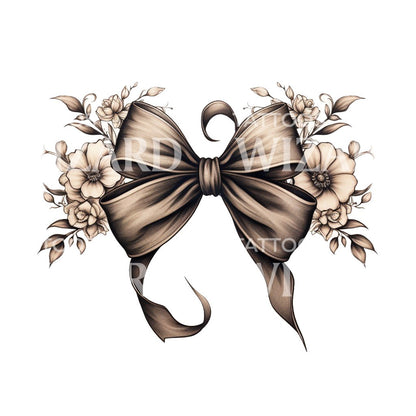 Sepia Bow Tattoo Design