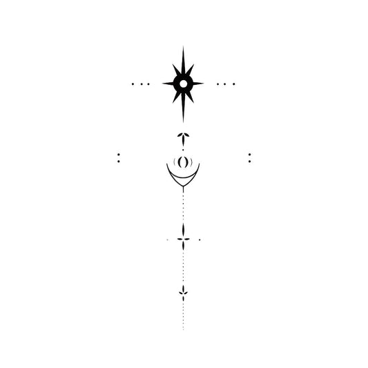 Abstraktes Fineline-Tattoo mit schwarzem Stern