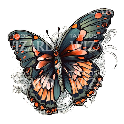 Neo-Traditional Butterfly Tattoo Design