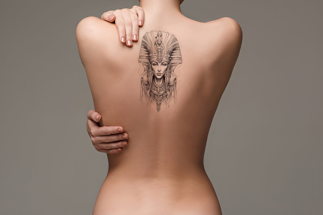 Illustratives Tattoo-Design mit Pharao-Porträt