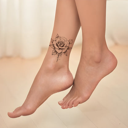 Black and Grey Rose Tattoo Design