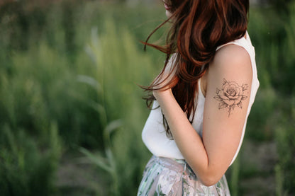 Black and Grey Rose Tattoo Design