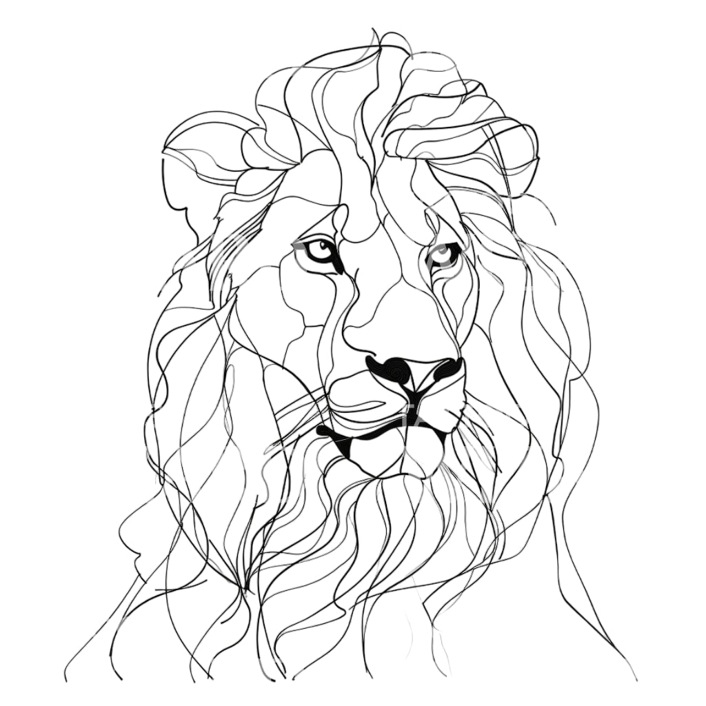 Conception de tatouage minimaliste à lignes fines tête de lion