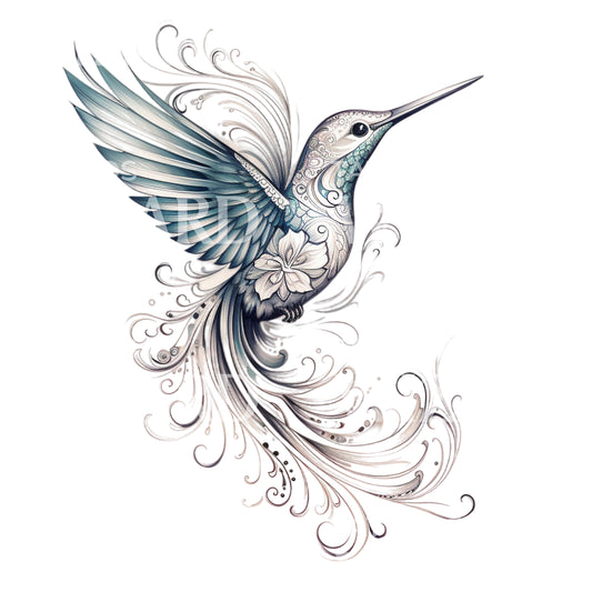 Delicate Hummingbird Tattoo Design