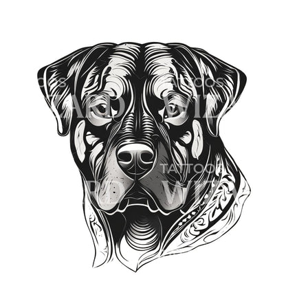 Rottweiler Dog Head Tattoo Design