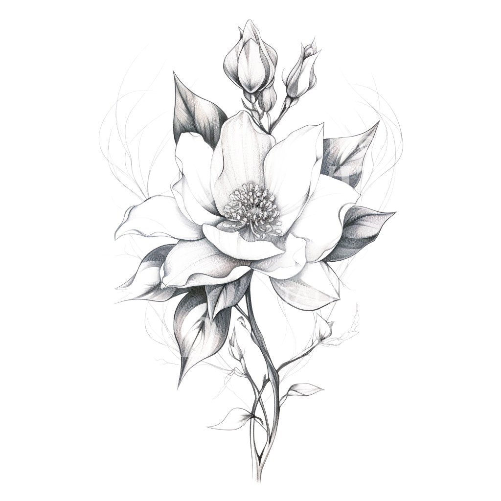 Conception de fleur de magnolia noire et grise